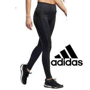 Adidas Black Blue Stripes High Waisted Legggings